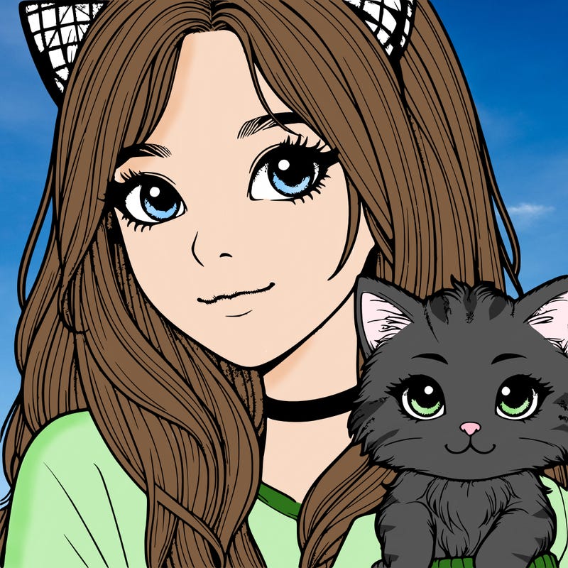 realistic girl with cat ears with a cat