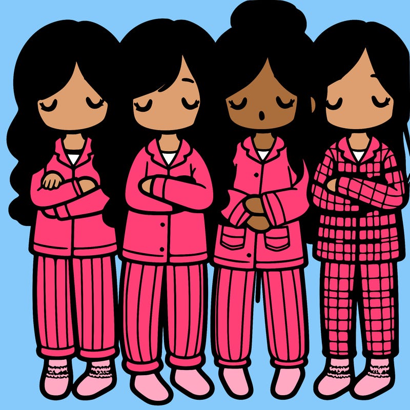 5 girls with pj's 9n
