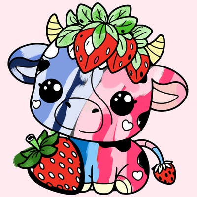 cute strawberry cow
