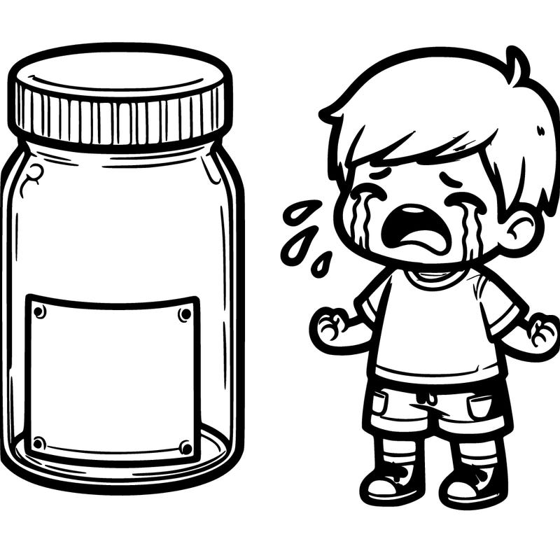 kid crying in jar