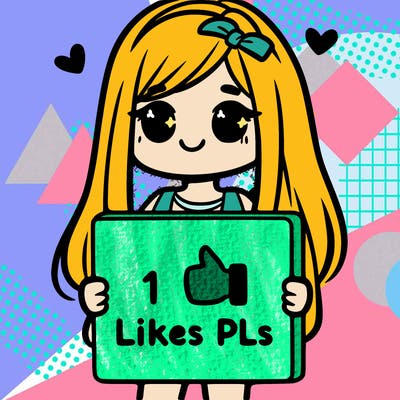 girl holding a sign saying 10 likes pls