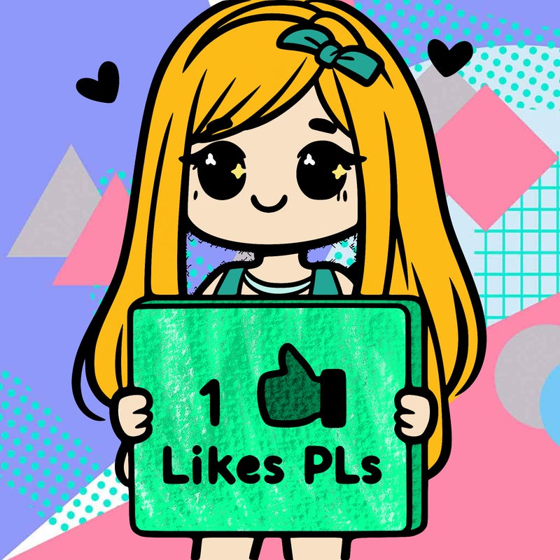 girl holding a sign saying 10 likes pls