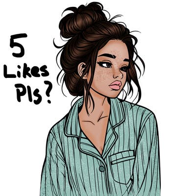realistic woman with pajamas on and a messy bun