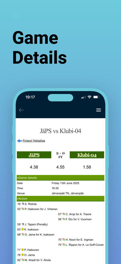 SoccerVital - Detailed soccer match events and statistics on the SoccerVital app