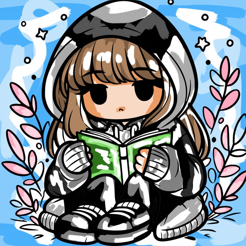 girl in oversized hoodie reading a book