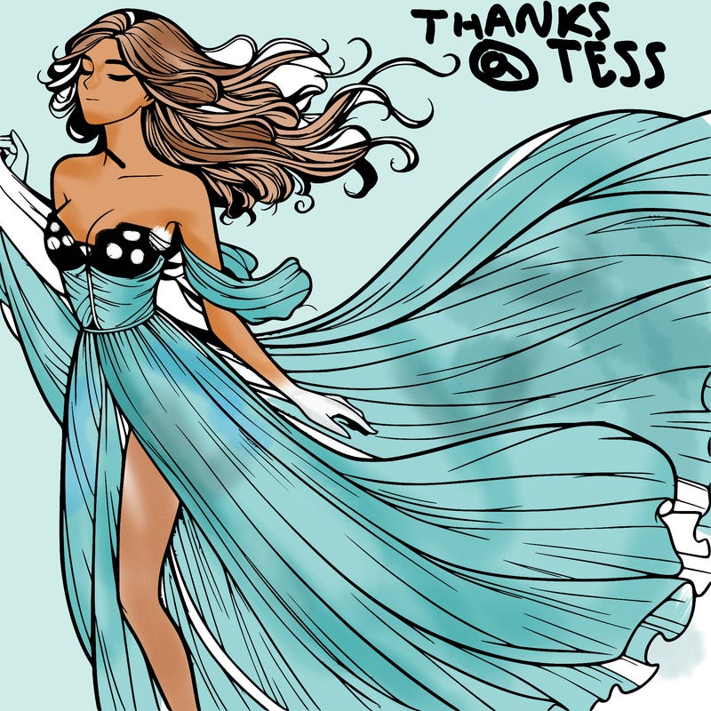 realistic woman in dress flowing the the wind