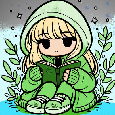 girl in oversized hoodie reading a book