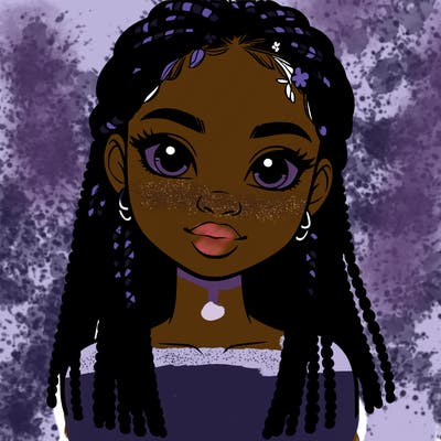 a realistic black girl with braids