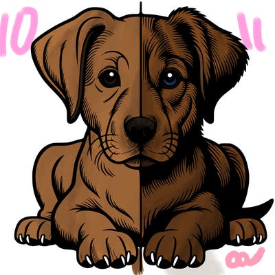 realistic dog split picture