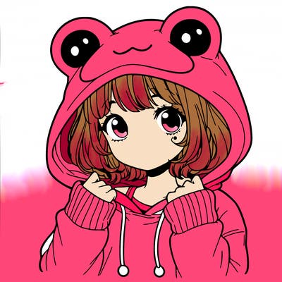 a cute teenage girl wearing a frog hoodie