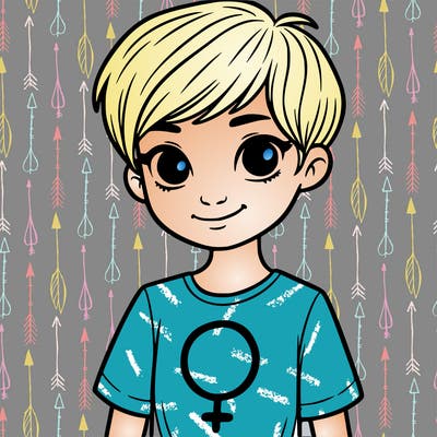 girl with pixie cut and feminist shirt