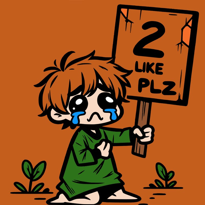 small poor toddler crying with sign that says 2 like plz
