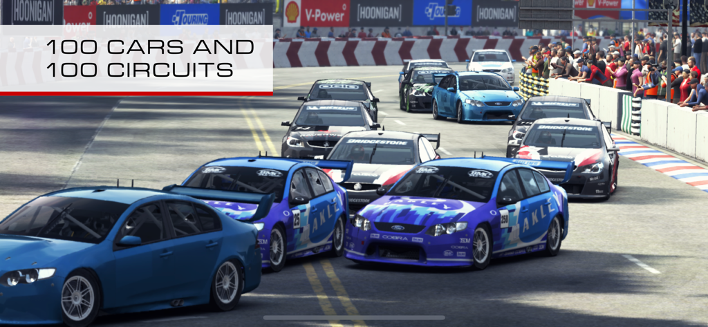 A group of professional touring cars competing on a racetrack in GRID Autosport