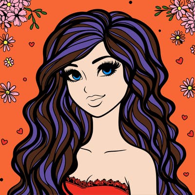 pretty woman with long wavy hair