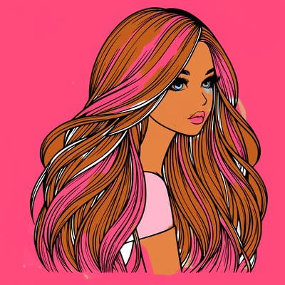 realistic girl with long realistic hair