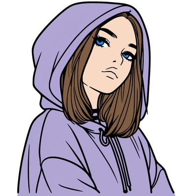 a realistic girl in a hoodie