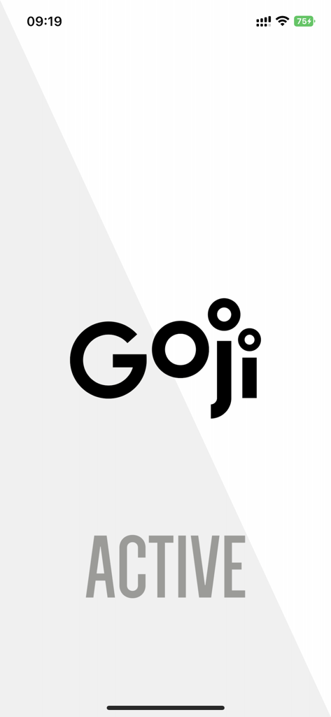 Goji Active app launch screen with brand logo