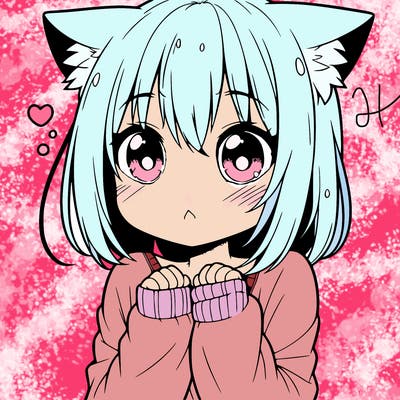 shy anime catgirl