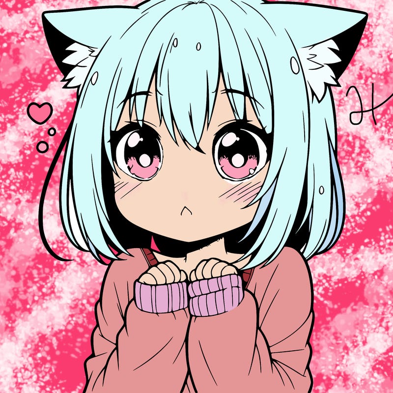 shy anime catgirl