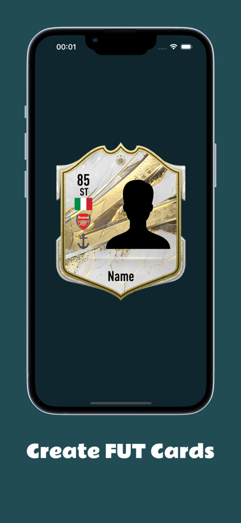 FC 26 FUT card creator interface showing a customizable player card template
