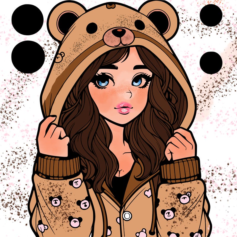 realistic girl in a animal pjs hoodie