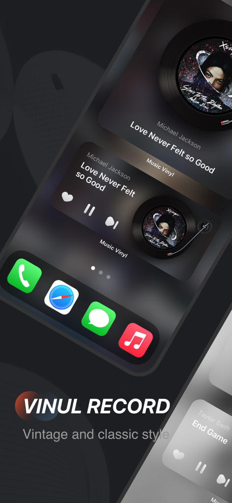 Aesthetic vinyl record music widget on an iPhone home screen
