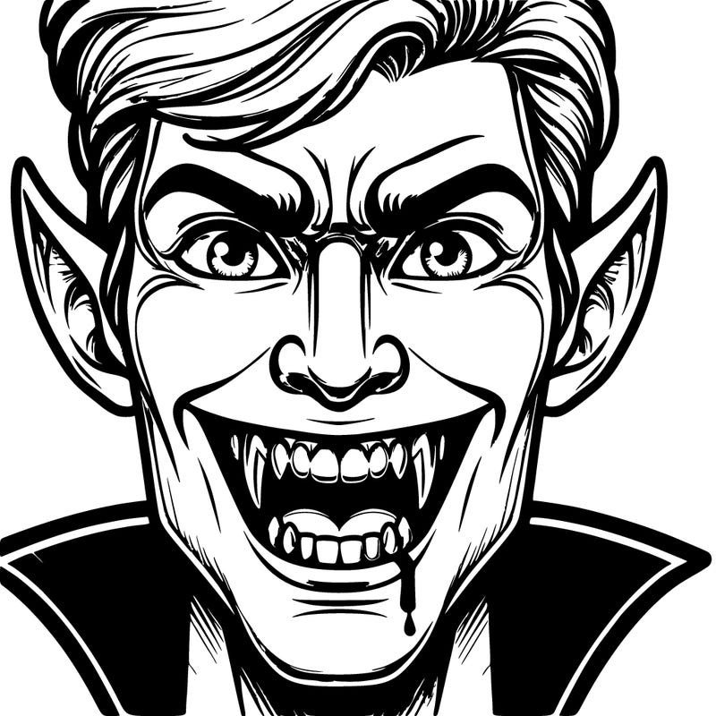 a vampire teeth showing and realistic face showing