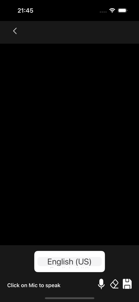 ForPrompt Mobile - Voice to text dictation screen in ForPrompt Mobile app