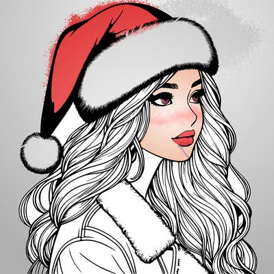 realistic girl in santa hat