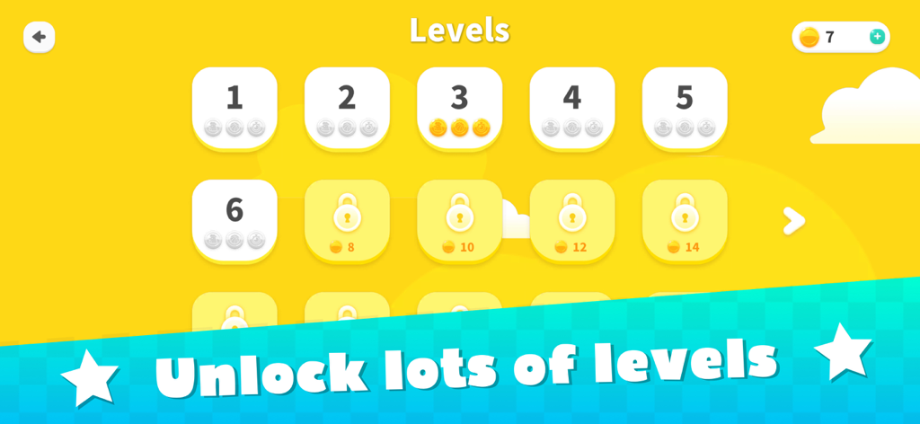 Super Jump Man - Level selection screen in Super Jump Man showing unlocked and locked levels with a banner to unlock more