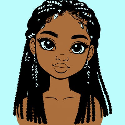 a realistic black girl with braids