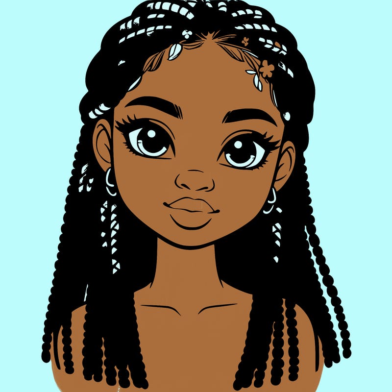 a realistic black girl with braids