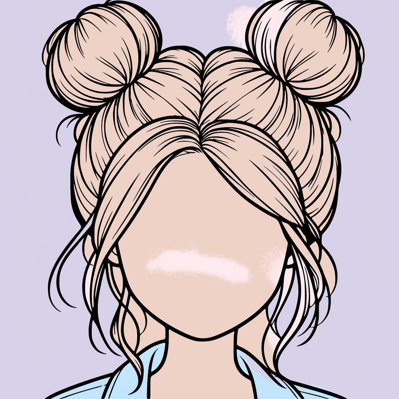realistic girl with buns on the top of her hair