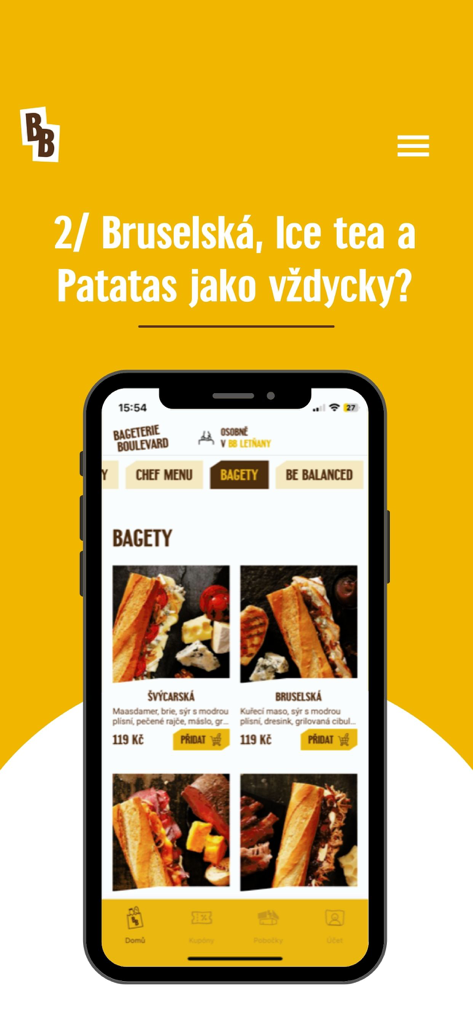 Bageterie Boulevard - バゲテリー・ブールバールアプリのバゲット選択画面を表示する携帯電話。