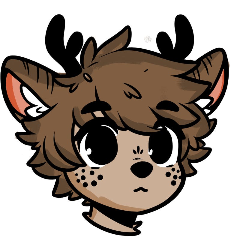 a humanoid deer with soft fluffy ears
