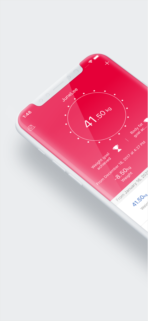 FITINDEX - FITINDEX mobile app dashboard showing weight loss progress and goal achievement