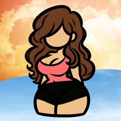 curvy woman with hair