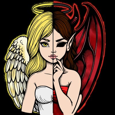 realistic angel half demon