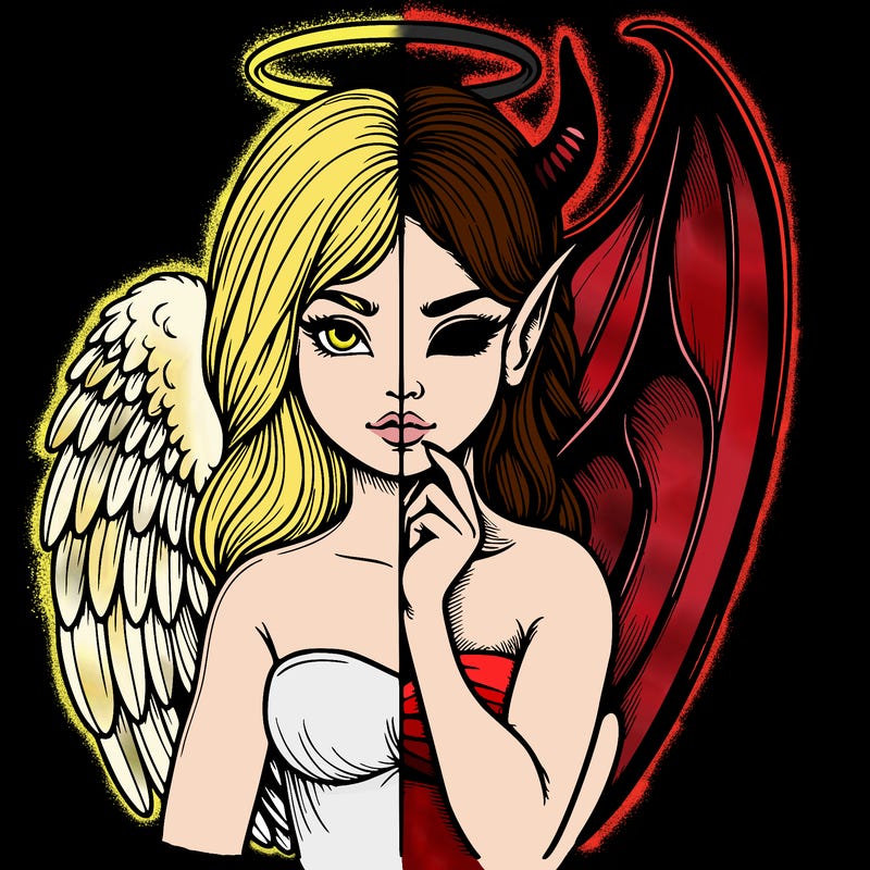 realistic angel half demon