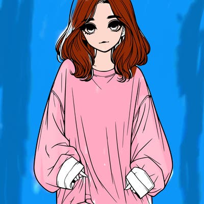 realistic girl in oversized shirt