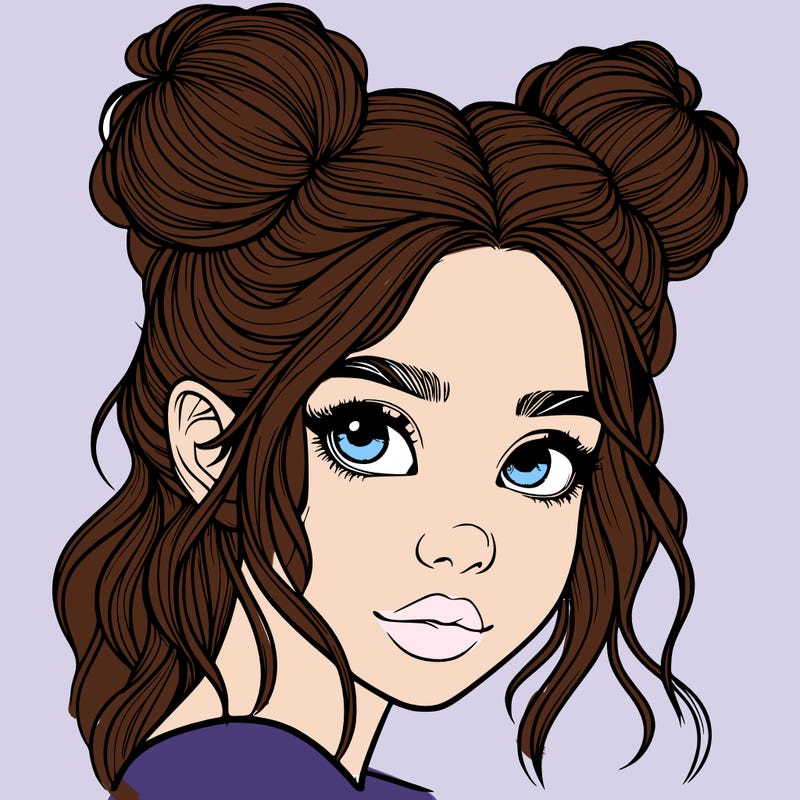 realistic girl with hair buns on her head
