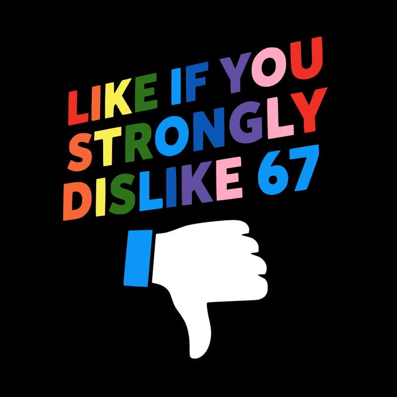 like if you strongly dislike 67