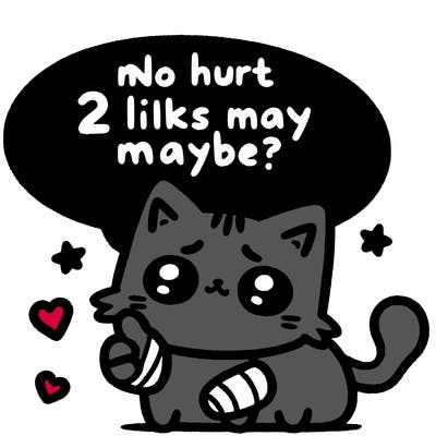 cute cat thats been hurt saiying 2 likes maybe