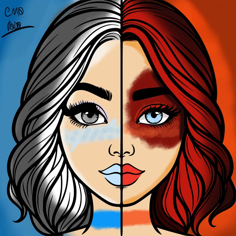 realistic girl split half