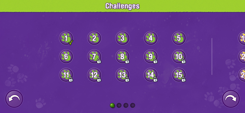 Marble Monster - The challenges menu in Marble Monster showing a grid of numbered levels with some locked