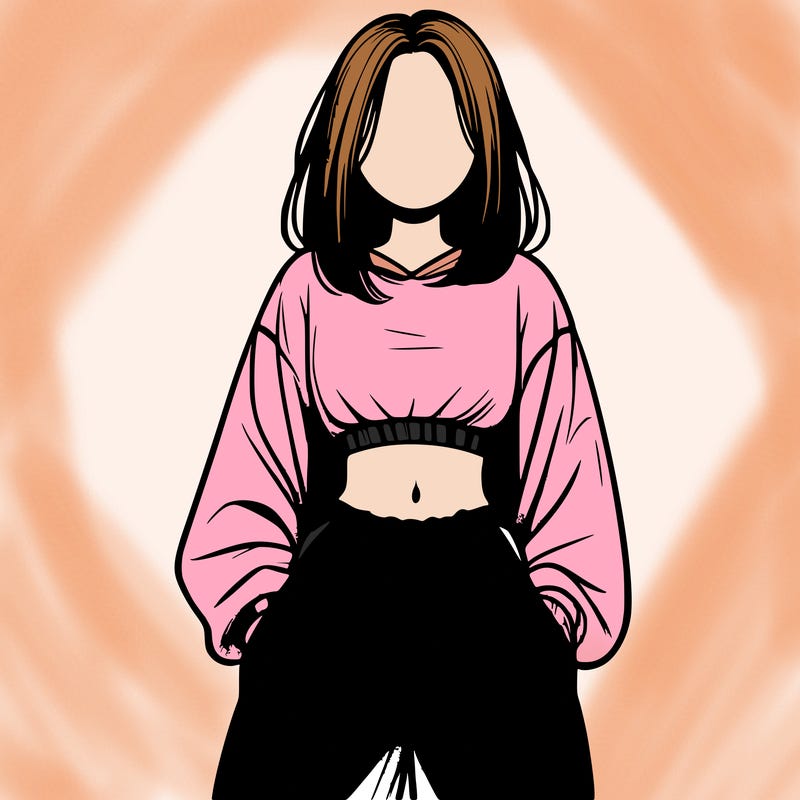 realistic girl faceless with baggy pants and a crop top