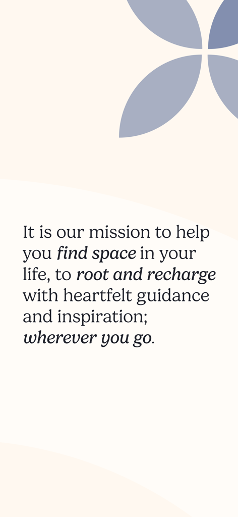 Pray As You Go app mission statement about finding space and inspiration on a contemplative background