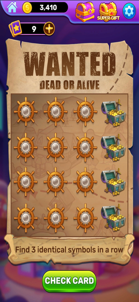 Daily Scratch:Fortune Flick - デイリースクラッチフォーチュンフリックアプリの西部劇をテーマにしたスクラッチカードのゲームプレイ画面。