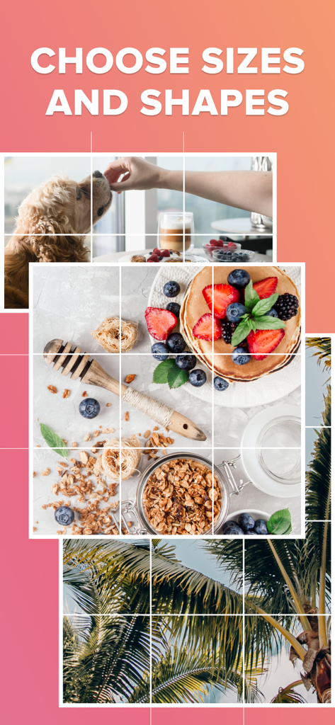 Varios tamaños y formas de cuadrícula de fotos para publicaciones de Instagram