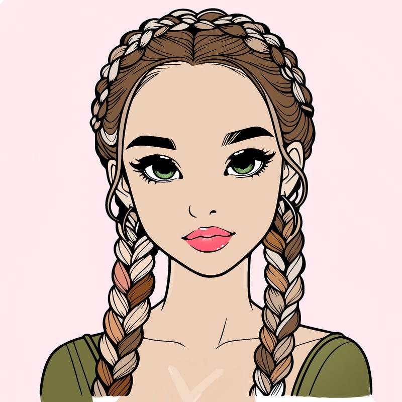 realistic girl with braids